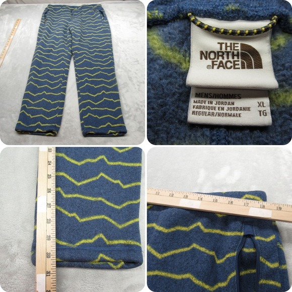 The North Face Pants Men XL Blue Yellow Printed Thick Fleece Gordon Lyon 36x30 - Picture 1 of 16